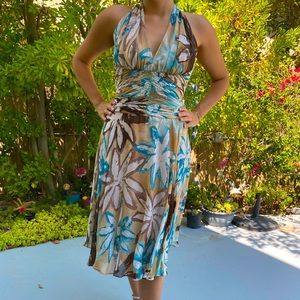 Flowy Badgley Mischka halter dress